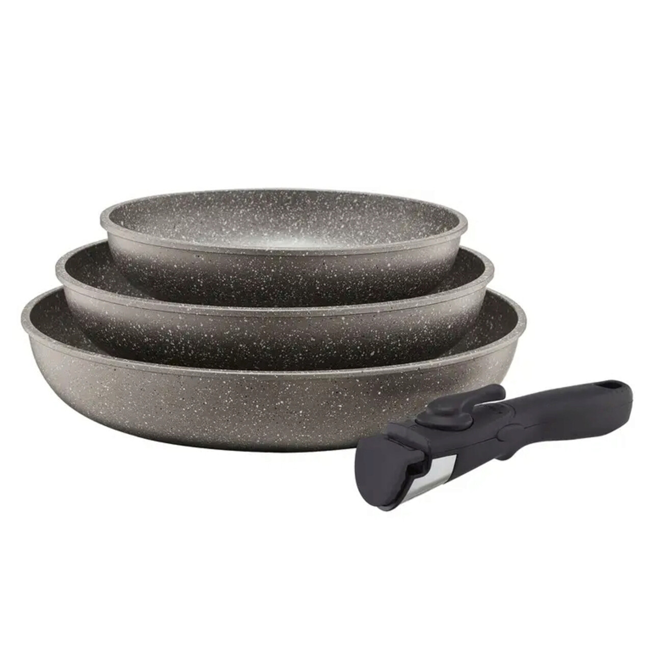Set 3 tigai cu maner detasabil Silverstone, Ambition, 20/24/28 cm, invelis Qualum Basic Stone - imagine 5